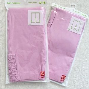 NWT* 2 pairs of 12-18m Girls UNIQLO Cropped Pink Leggings